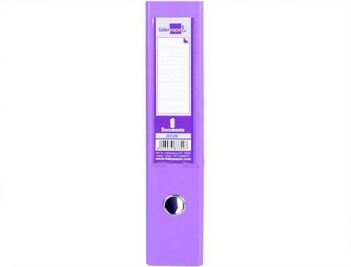 Pasta de arquivo de alavanca liderpapel documenta pvc folio lombada 75 mm lilas , Liderpapel , 79701 , 8423473873414